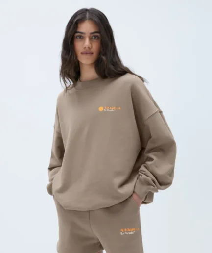 Oversized Sports Brown Sweatshirt